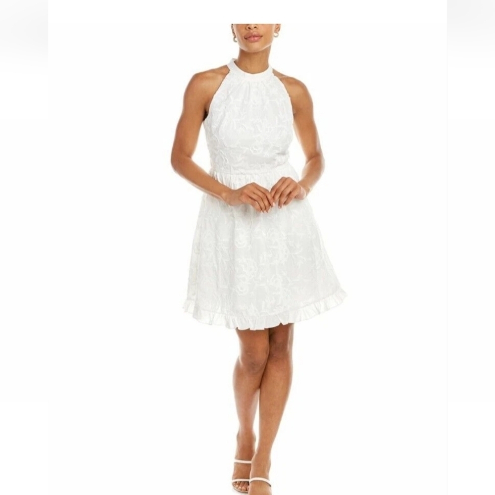 Ted Baker- LORENE- Halter- Skater Embroidered Dress- White- TB4= US10- $349